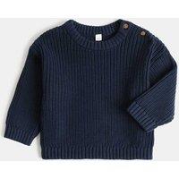 M&S Pure Cotton Ribbed Jumper (0 Mths-5 Yrs) Navy