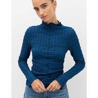 M&S Long Sleeve Funnel Neck Textured Top Petrol