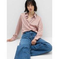 M&S Satin Collared Button Through Shirt Antique Rose