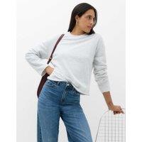 M&S Cosy Eyelash Crew Neck Sweatshirt Grey Marl