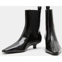 M&S Patent Chelsea Kitten Heel Pointed Ankle Boots Black