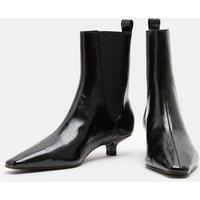 M&S Patent Chelsea Kitten Heel Pointed Ankle Boots Black