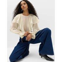 M&S Lyocell Rich Ruffle Tie Detail Blouse Ivory