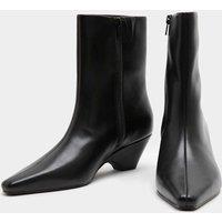M&S Polished Chisel Toe Wedge Ankle Boots Black