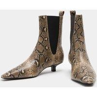 M&S Chelsea Snake Print Kitten Heel Boots Brown Mix
