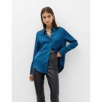 M&S Satin Collared Button Through Shirt Dark Petrol
