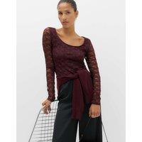 M&S Lace Scoop Neck Top Dark Aubergine