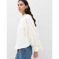 M&S High Neck Blouson Sleeve Blouse Ivory