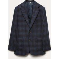 JAEGER Tailored Fit Italian Wool Check Blazer Navy Mix