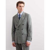 JAEGER Tailored Fit Pure Wool Double Breasted Check Jacket Grey