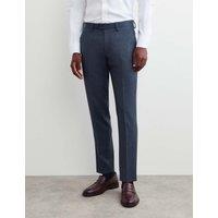 JAEGER Tailored Fit Pure Wool Mouline Suit Trousers Mid Blue