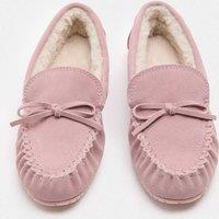 M&S Suede Faux Fur Lined Moccasin Slippers Blush