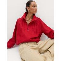 M&S Lyocell Rich Pleated Funnel Neck Jacket Red