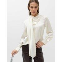 M&S Satin Scarf Neck Blouse Ivory