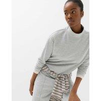 M&S Cotton Rich Cosy Funnel Neck Top Grey