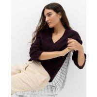 M&S V-Neck Relaxed Jumper With Wool Dark Aubergine