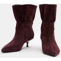 M&S Suede Buckle Ruched Kitten Heel Ankle Boots Wine