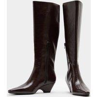 M&S Wedge Knee High Boots Wine