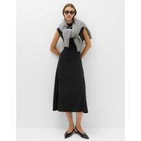 M&S Cotton Rich Midi Column Dress Grey