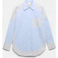 Per Una Pure Cotton Striped Oversized Shirt Blue Mix