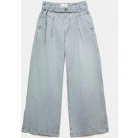 Per Una High Waisted Belted Slouchy Wide Leg Jeans Grey