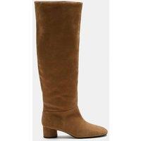 M&S Suede Block Heel Knee High Boots Tan