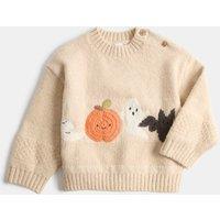 M&S Cotton Rich Halloween Jumper Oatmeal