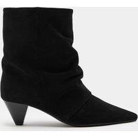 M&S Suede Slouchy Cone Heel Pointed Ankle Boots Black