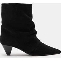M&S Suede Slouchy Cone Heel Pointed Ankle Boots Black