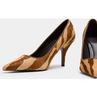 M&S Hair On Animal Print Stiletto Heel Court Shoes Brown Mix