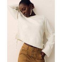 Per Una Cotton Rich Tie Side Detail Jumper Cream