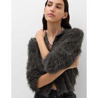 M&S Textured Button Front Slim Cropped Cardigan Charcoal