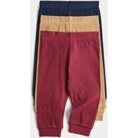 M&S 3 Pack Cotton Rich Ribbed Leggings (0-4 Years) Multi