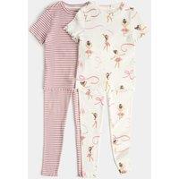 M&S 2 Pack Cotton Rich Pyjama Sets (1-8 Yrs) Pink Mix