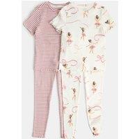 M&S 2 Pack Cotton Rich Pyjama Sets (1-8 Yrs) Pink Mix