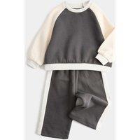 M&S 2 Piece Cotton Rich Sweat Outfit (0-5 Yrs) Charcoal