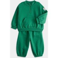 M&S 2 Piece Cotton Rich Plain Sweat Outfit (0-5 Yrs) Green