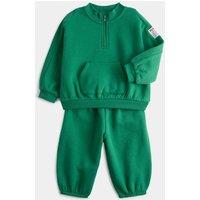 M&S 2 Piece Cotton Rich Plain Sweat Outfit (0-5 Yrs) Green