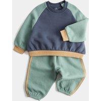 M&S 2 Piece Colour Block Sweat Outfit (0-5 Yrs) Multi