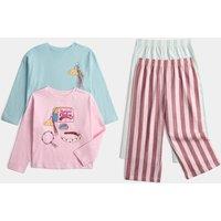 M&S 2 Pack Sleepover Club Pyjama Sets (1-8 Yrs) Pink Mix