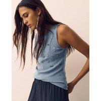 Per Una Cotton Rich Jersey Ribbed Embellished Vest Dark Slate