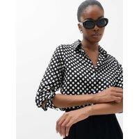 M&S Polka Dot Collared Neck Shirt Black Mix