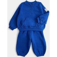 M&S 2 Piece Cotton Rich Plain Sweat Outfit (0-5 Yrs) Blue