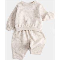 M&S 2 Piece Cotton Rich Bear Top & Bottom Set (0-5 Yrs) Cream Mix