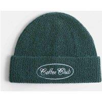 M&S Embroidered Beanie Hat Dark Green