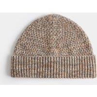 M&S Knitted Beanie Hat With Wool Brown Mix