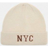 M&S Embroidered NYC Beanie Hat Beige