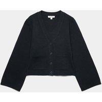 Autograph Cotton Blend V-Neck Cardigan Midnight Navy