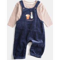 M&S Cotton Rich Peter Rabbit Dungaree Outfit (0-3 Yrs) Navy