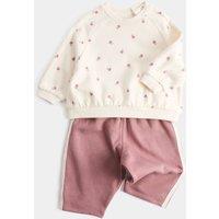 M&S 2 Piece Floral Sweatshirt & Wide Leg Joggers (0-5 Yrs) Pink Mix